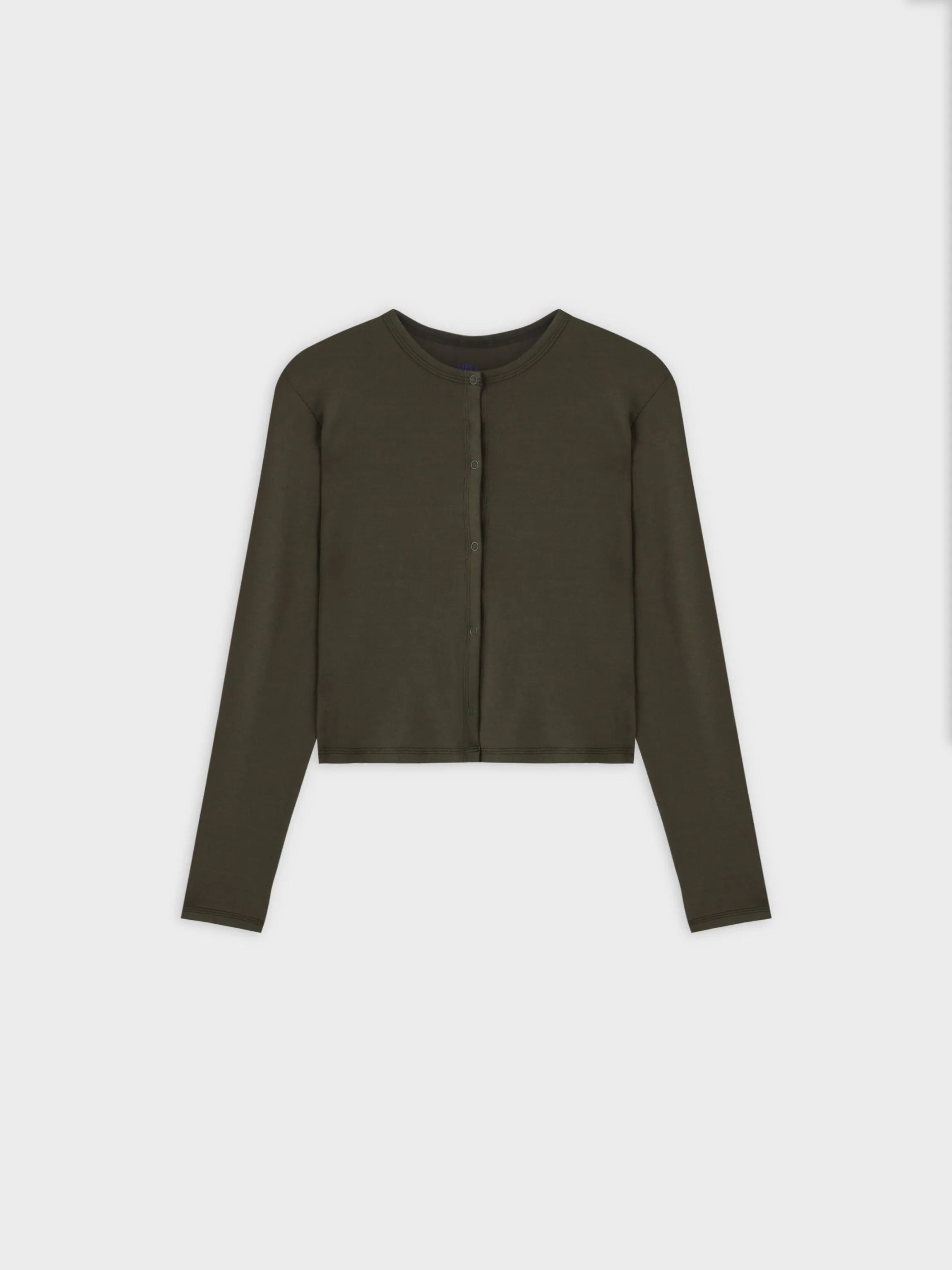 Basic T-Shirt Cropped Cardigan-Olive