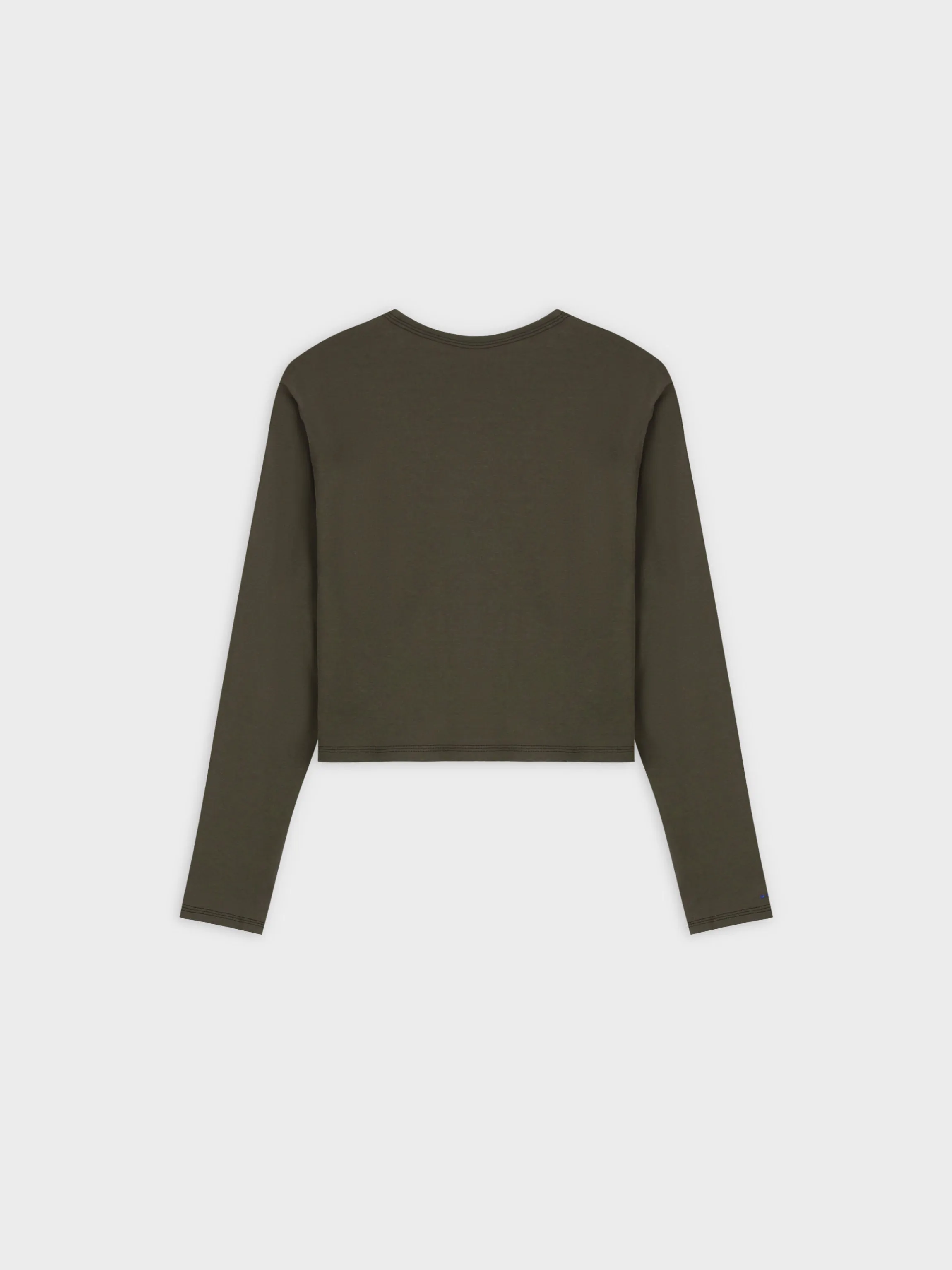 Basic T-Shirt Cropped Cardigan-Olive