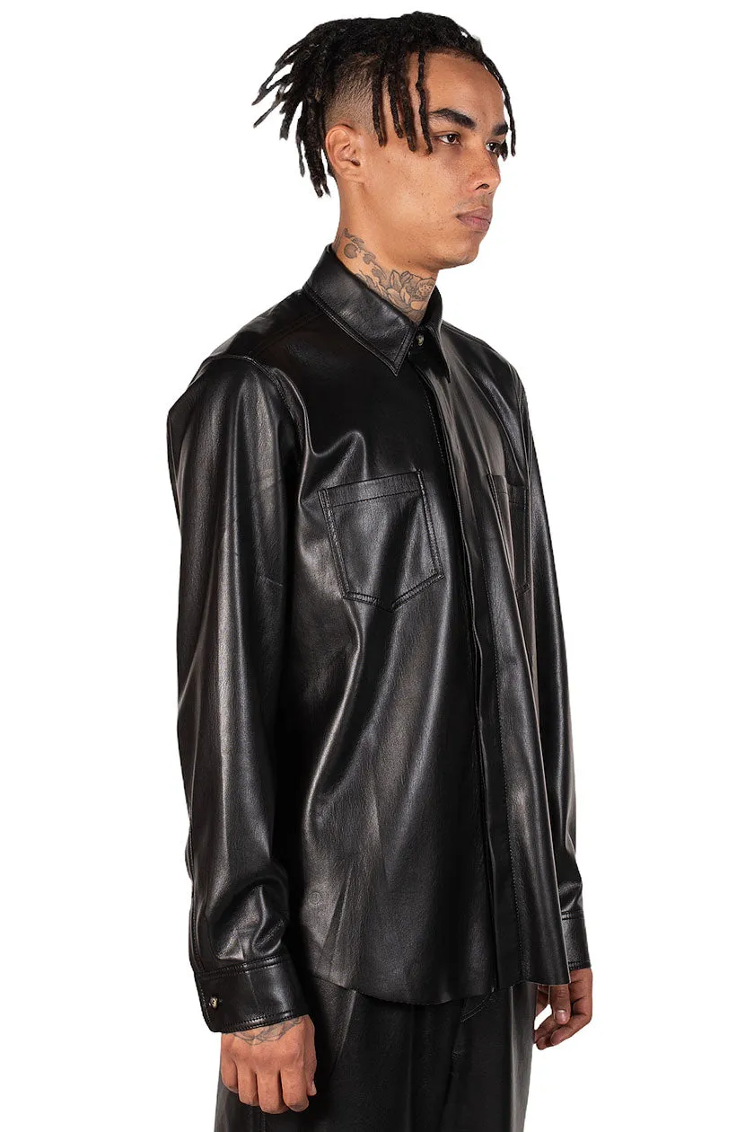 Black Vegan Leather Declan Shirt