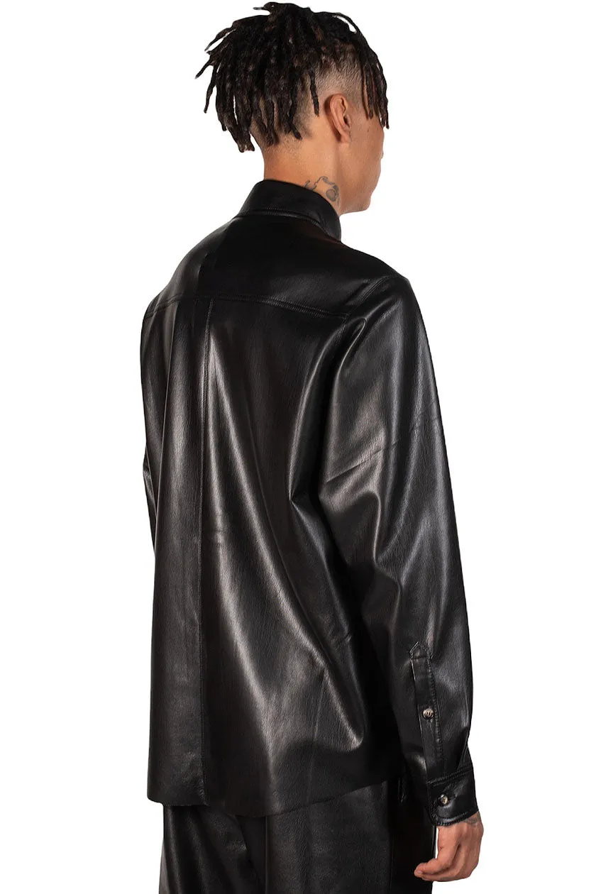 Black Vegan Leather Declan Shirt