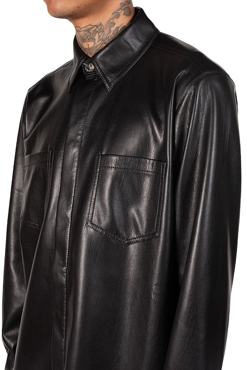 Black Vegan Leather Declan Shirt