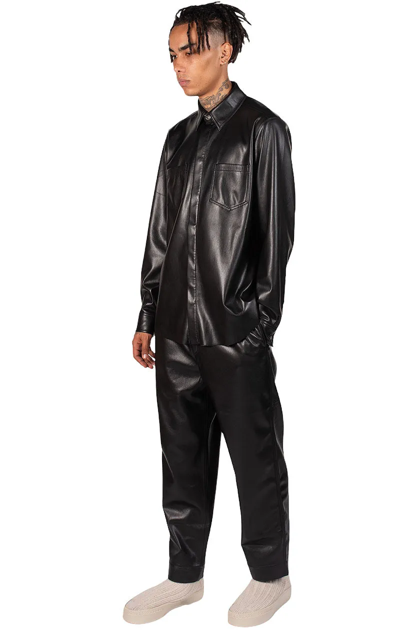 Black Vegan Leather Declan Shirt