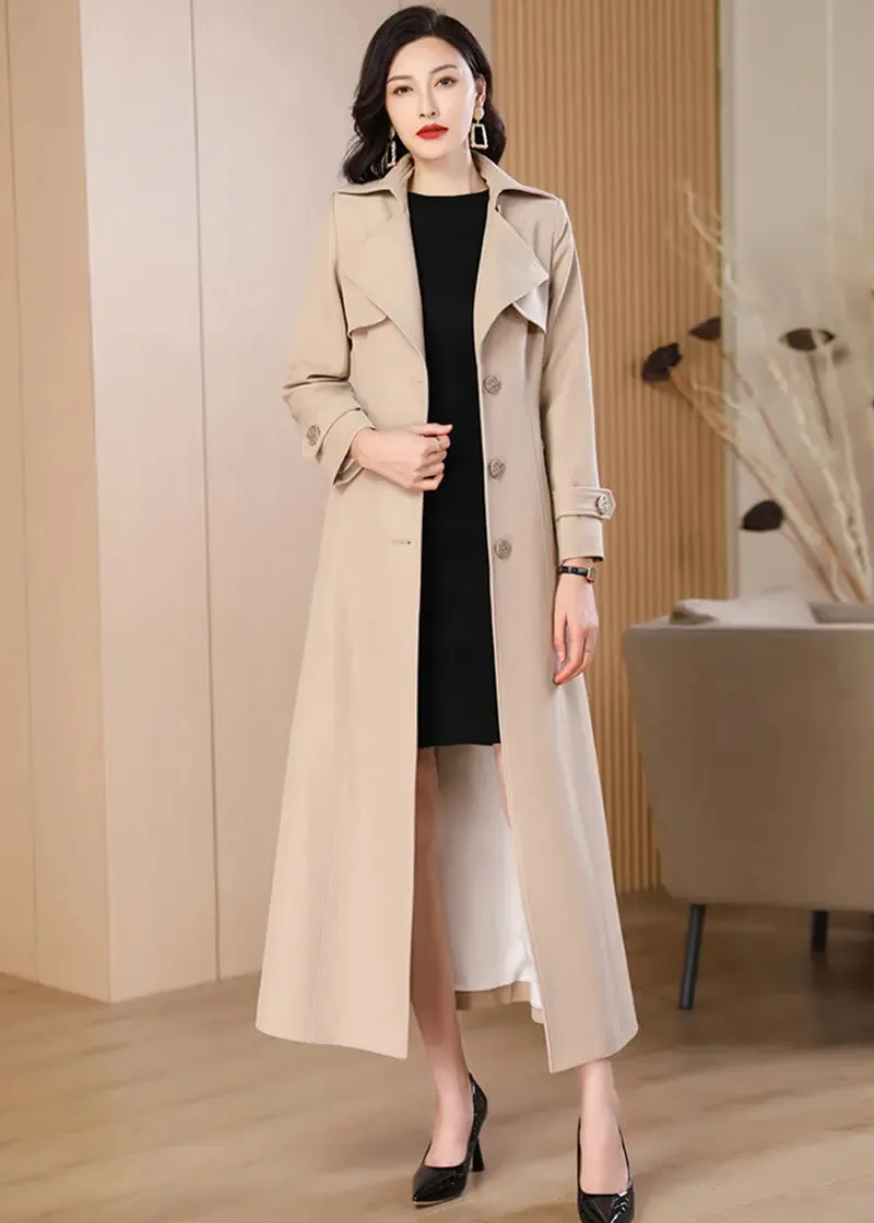 Gun Flap Single Breasted Belted Long Trench Coat