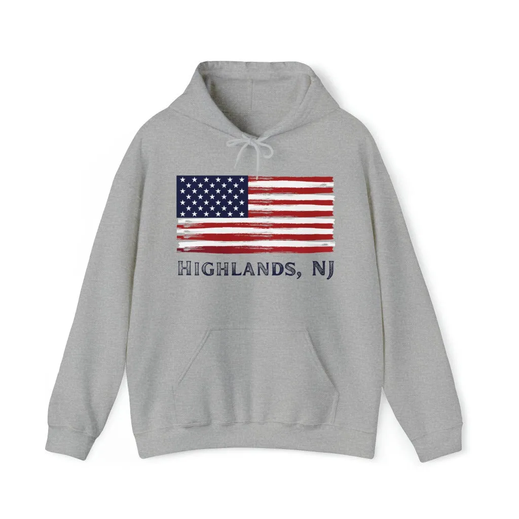 Highlands NJ Hoodie, American Flag