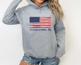 Highlands NJ Hoodie, American Flag
