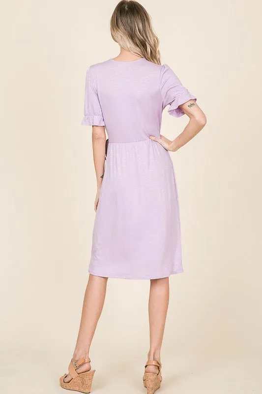 Roslyn Tie Knee Length Dress in Black
