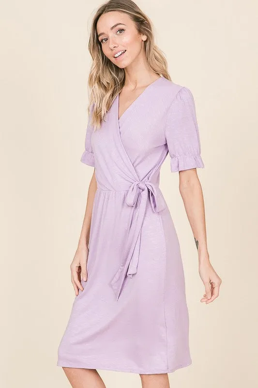 Roslyn Tie Knee Length Dress in Black