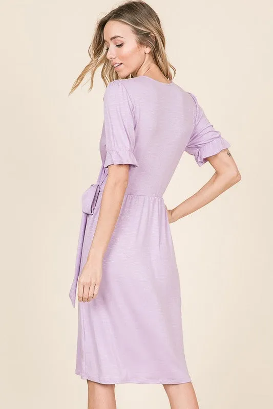 Roslyn Tie Knee Length Dress in Black
