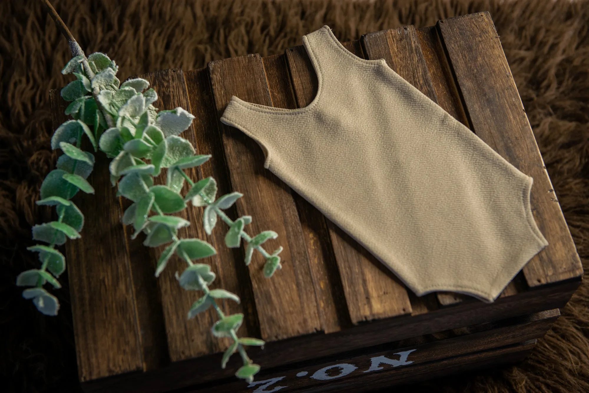 Sleeveless Stitch Romper - Textured - Khaki
